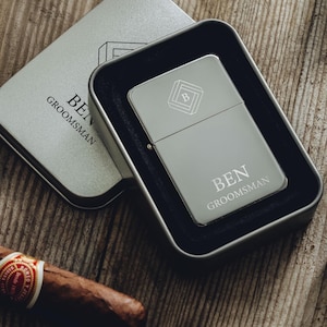 Aangepaste aanstekerdoos vrijgezellenfeest bruidsjonkers cadeau, gepersonaliseerde aanstekerdoos monogram, aanstekerhoes herencadeaus voor hem voor vader echtgenoot
