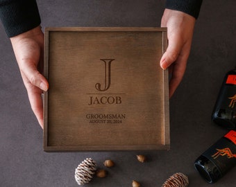 Gepersonaliseerde bruidsjonkers geschenkdoos | Groomsman Gift Groomsmen voorstel beste man cadeau | Houten geschenkdoos cadeau voor mannen man vader