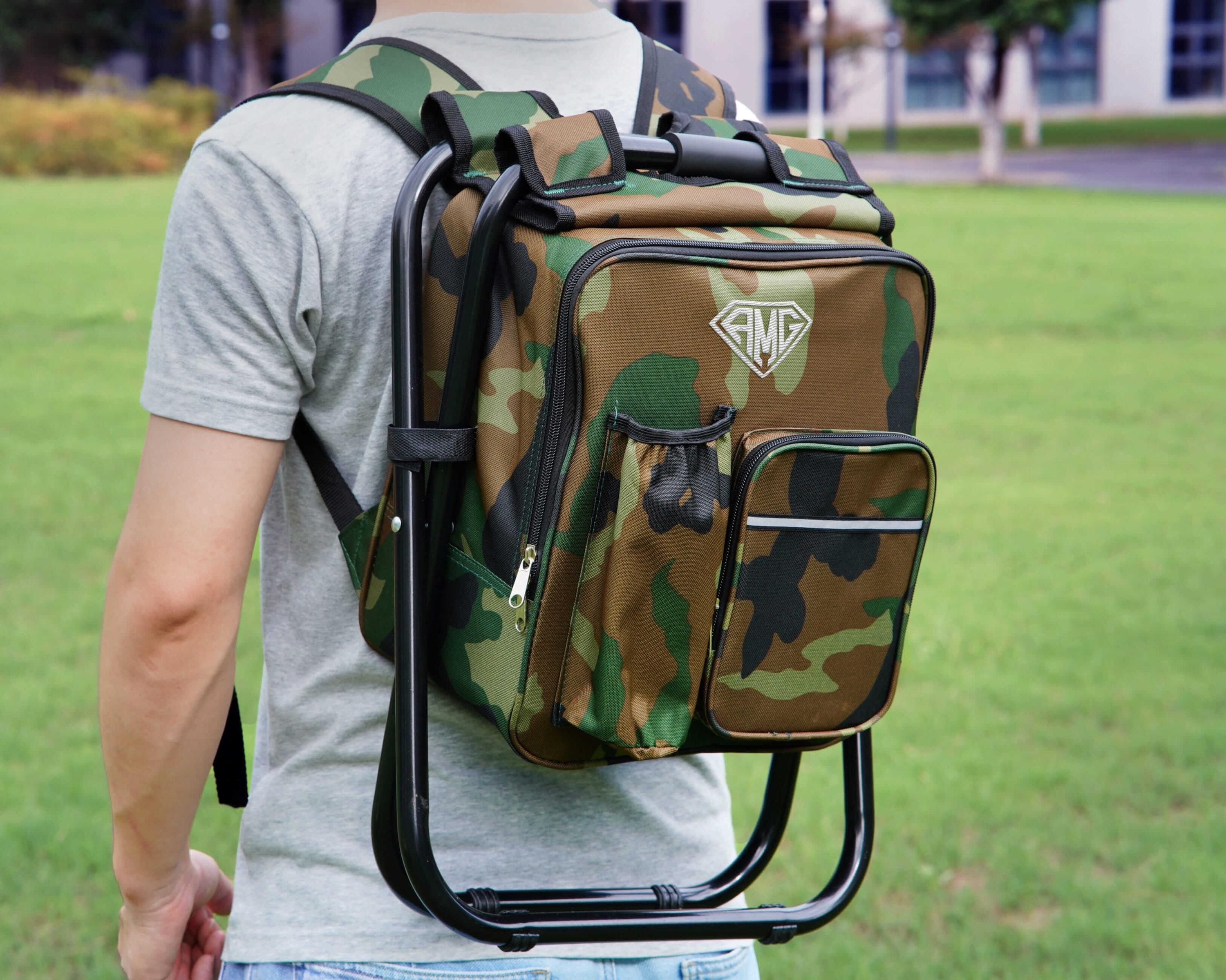 Personalized Cooler Chair Embroidery Backpack, Custom Outdoor Lovers Gifts, Fishing Gifts for Men, Portable Seat Mens Outdoor Gift