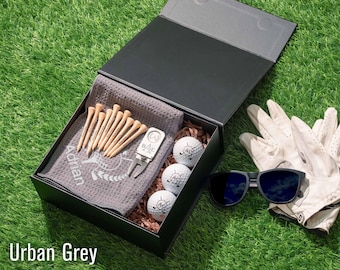 Personalized Golf Gift for Him: Balls, Towel Bag Tag, Tees, Divot Tool, Ball Marker [GB-03] [R]