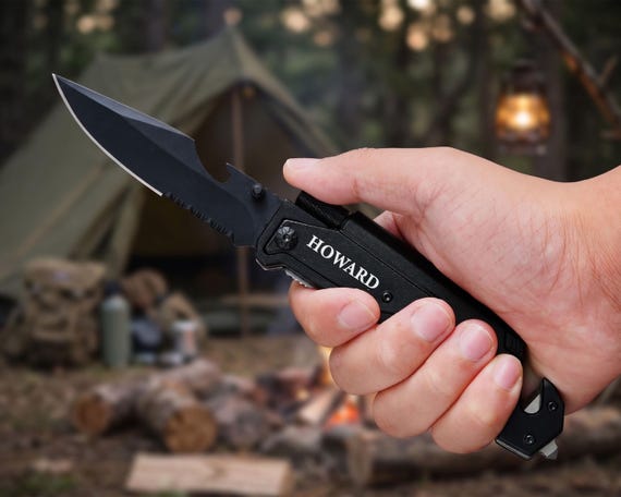 Best Dad Gift, Custom Engraved Multi Tool, Pocket Knife: Camping, Hunting, Fishing [R]