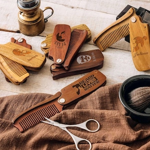 Custom Wooden Beard Comb Gifts for Bearded Dad Grandpa, Husband Anniversary Gift for Him, Birthday Gift Unique Holiday Gift for Boyfriend