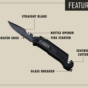 Best Dad Gift, Custom Engraved Multi Tool, Pocket Knife: Camping, Hunting, Fishing [R] image 5
