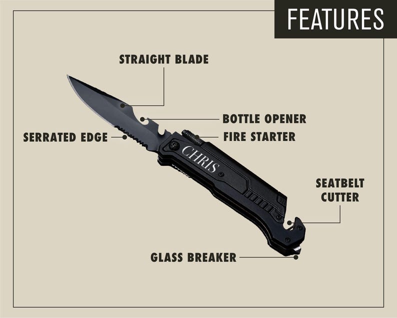 Best Dad Gift, Custom Engraved Multi Tool, Pocket Knife: Camping, Hunting, Fishing [R] image 5
