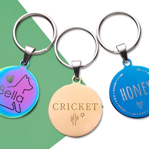 Round Laser Engraved Dog Tag | Custom Pet Gifts | Personalized Dog ID Name Tag with Round Shape | Cute Dog Tag | Pet Accessories