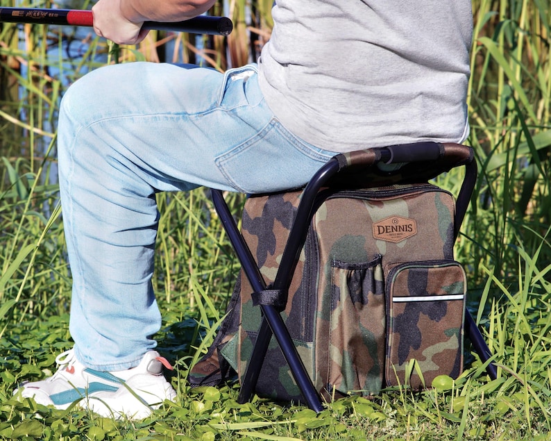 Groomsmen Gift Custom Embroidered Cooler Chair And Matching Baseball Cap Camo Set [N] [W] image 12