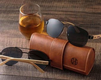 Groomsmen Gift Set Personalized Engraved Mens Gift Sunglasses with Leather Box Wedding Favor Wooden Sunglasses Anniversary Gift for Him
