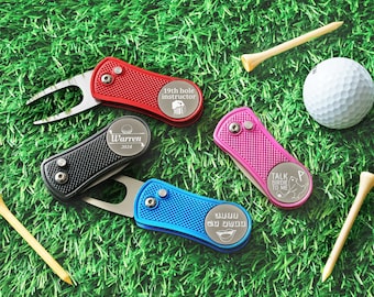 Personalized Gifts for Him Retractable Divot Tool | Golf Divot Tool with Ball Marker Golfer Gifts for Men Funny | Birthday Gifts for Dad