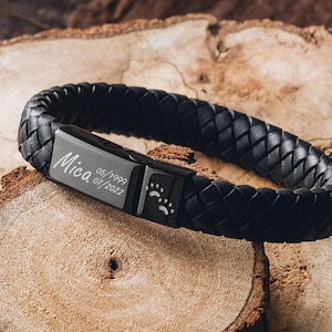 Bracelet personnalisé Cendres de crémation : bijoux pour urne commémorative gravés, cadeau en cas de perte d'un animal de compagnie