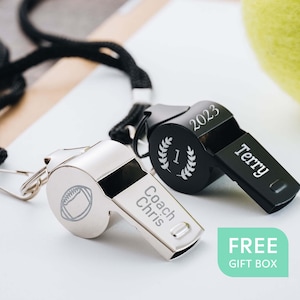 Personalized Whistle, Football Coach Gift Anniversary Gifts for Him, Custom Whistle Engraved Soccer Football Basketball Teacher Appreciation