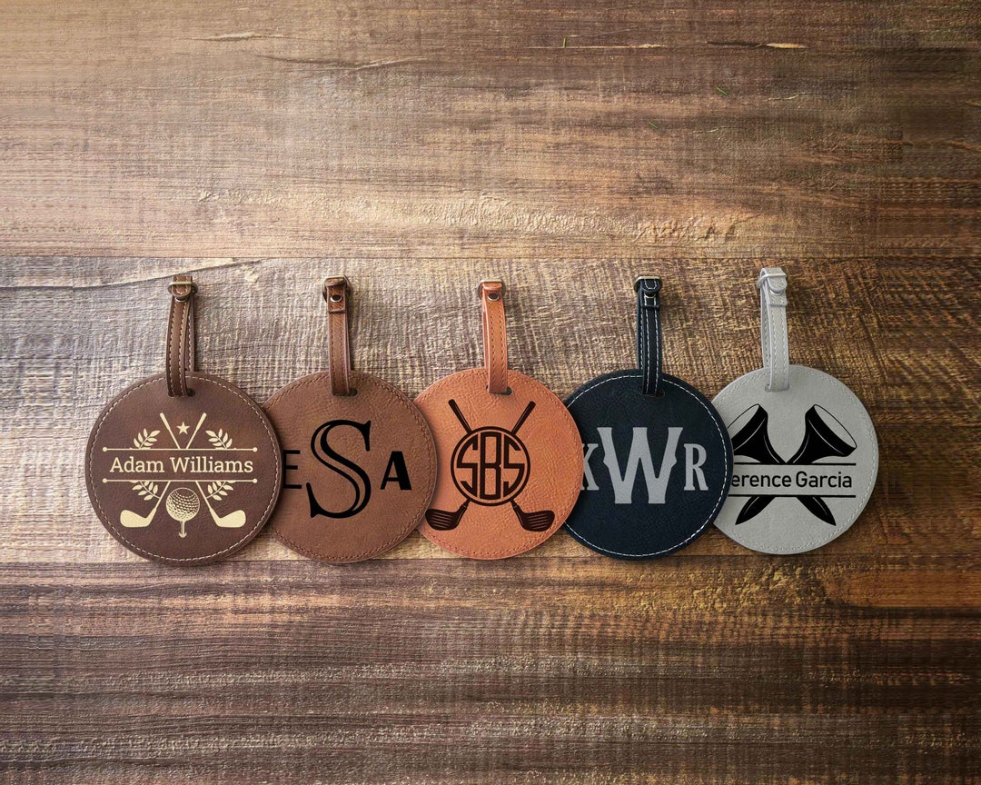 Custom Leather Golf Bag Tag With Tees Gifts for Boyfriend Husband