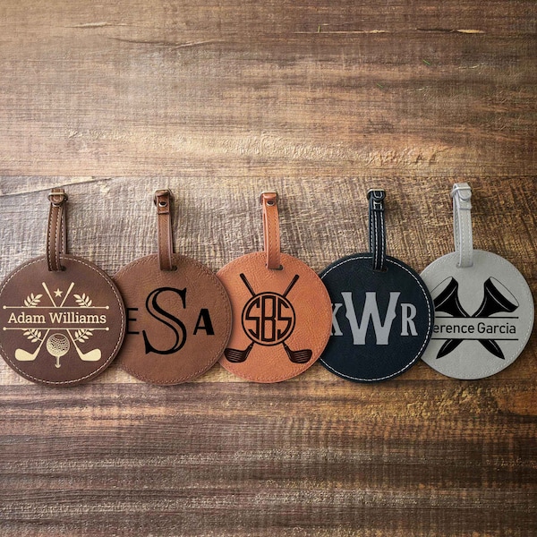 Custom Leather Golf Bag Tag with Tees Christmas Gifts for Boyfriend Husband | Personalized Golf Bag Tag with Golf Tees | Golf Gifts for Men