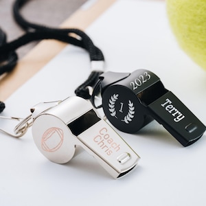 Personalized Whistle, Football Coach Gift Anniversary Gifts for Him, Custom Whistle Engraved Soccer Football Basketball Teacher Appreciation