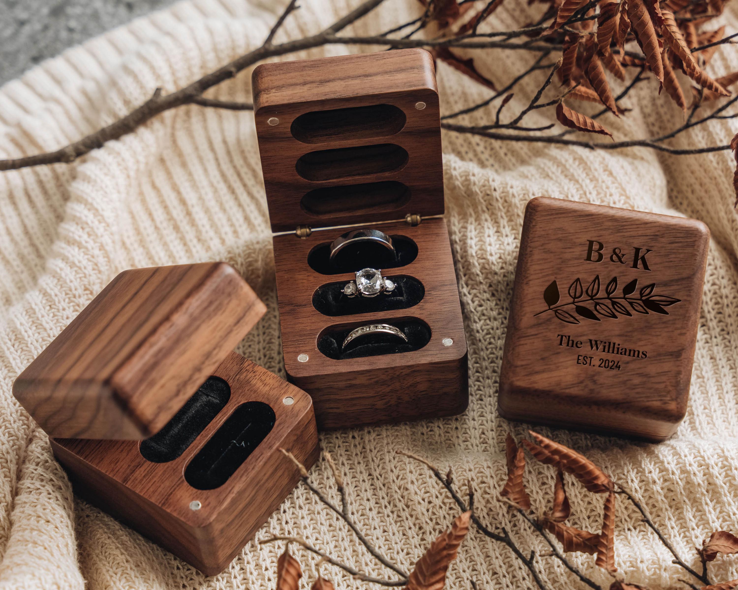 Portagioie in legno con coperchio in vetro personalizzato, portagioie, portagioie semplice, portagioie in noce, portagioie per anelli, bracciali, orecchini a bottone, porta collane - Italia