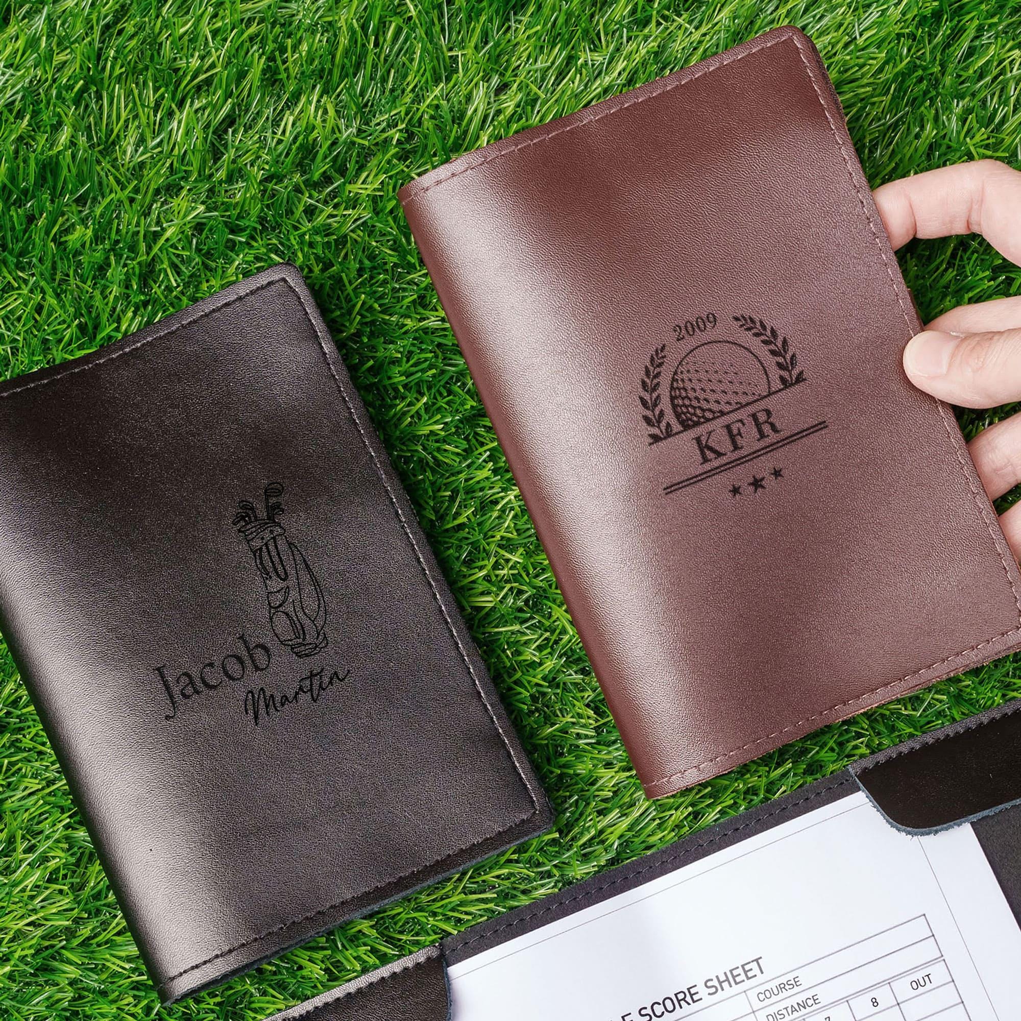 Personalized Golf Gift, Leather Golf Scorecard Holder, Yardage Book Cover, Golf Accessories,  Christmas Gift for Husband, Engraved Golf Gift