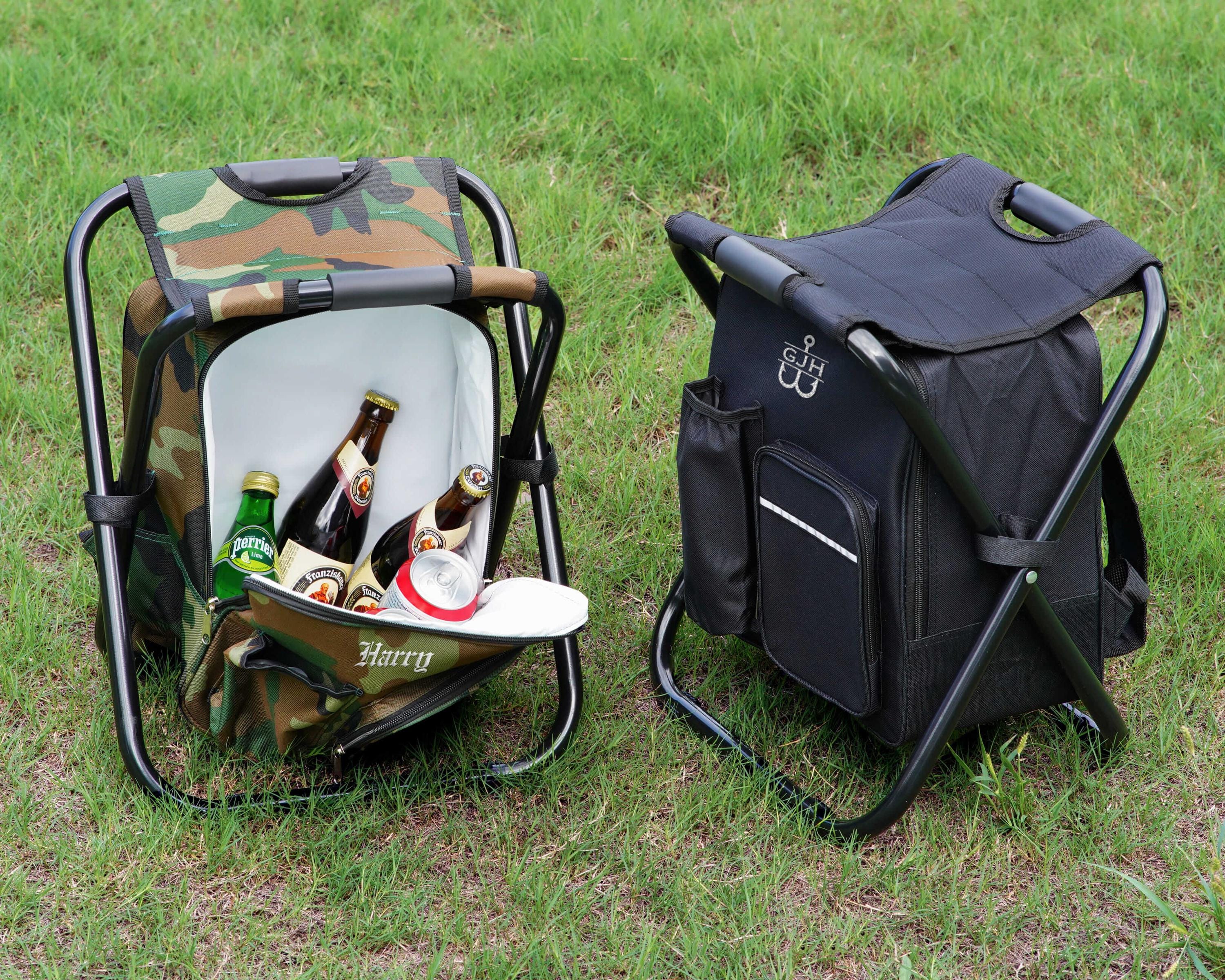 Personalized Cooler Chair Embroidery Backpack, Custom Outdoor Lovers Gifts, Fishing Gifts for Men, Portable Seat Mens Outdoor Gift