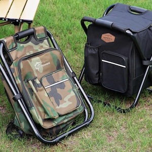 Groomsmen Gift Custom Embroidered Cooler Chair And Matching Baseball Cap Camo Set [N] [W] image 11