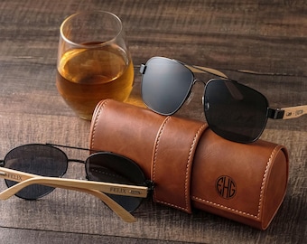 Groomsmen Gift Set Personalized Engraved Mens Gift Sunglasses with Leather Box Wedding Favor Wooden Sunglasses Anniversary Gift for Him [D]