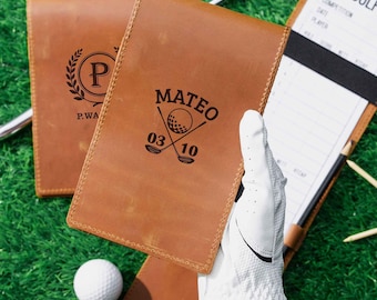 Golf Gift for Him, Personalized Leather Scorecard Holder: Crazy Horse Yardage Book Cover