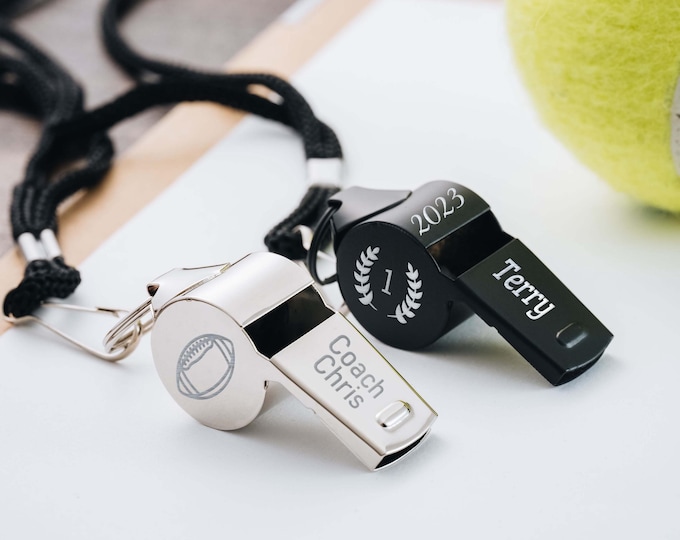 Personalized Whistle for Soccer Coach, Gift for Him, Engraved: Soccer, Football, Basketball, Teacher Appreciation