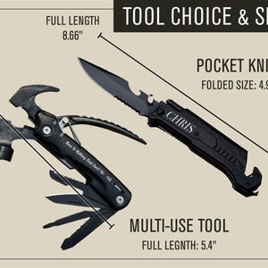 Best Dad Gift, Custom Engraved Multi Tool, Pocket Knife: Camping, Hunting, Fishing [R] image 2