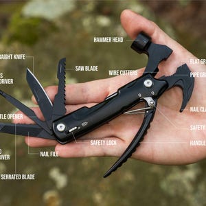 Best Dad Gift, Custom Engraved Multi Tool, Pocket Knife: Camping, Hunting, Fishing [R] image 4