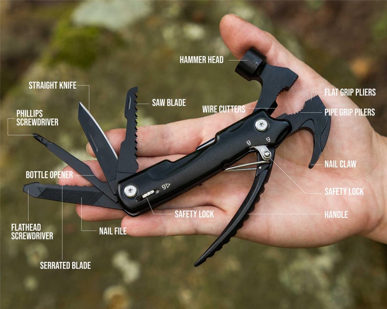 Best Dad Gift, Custom Engraved Multi Tool, Pocket Knife: Camping, Hunting, Fishing [R] image 4
