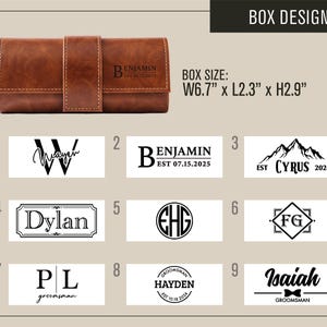 a large brown leather wallet with different logos on it
