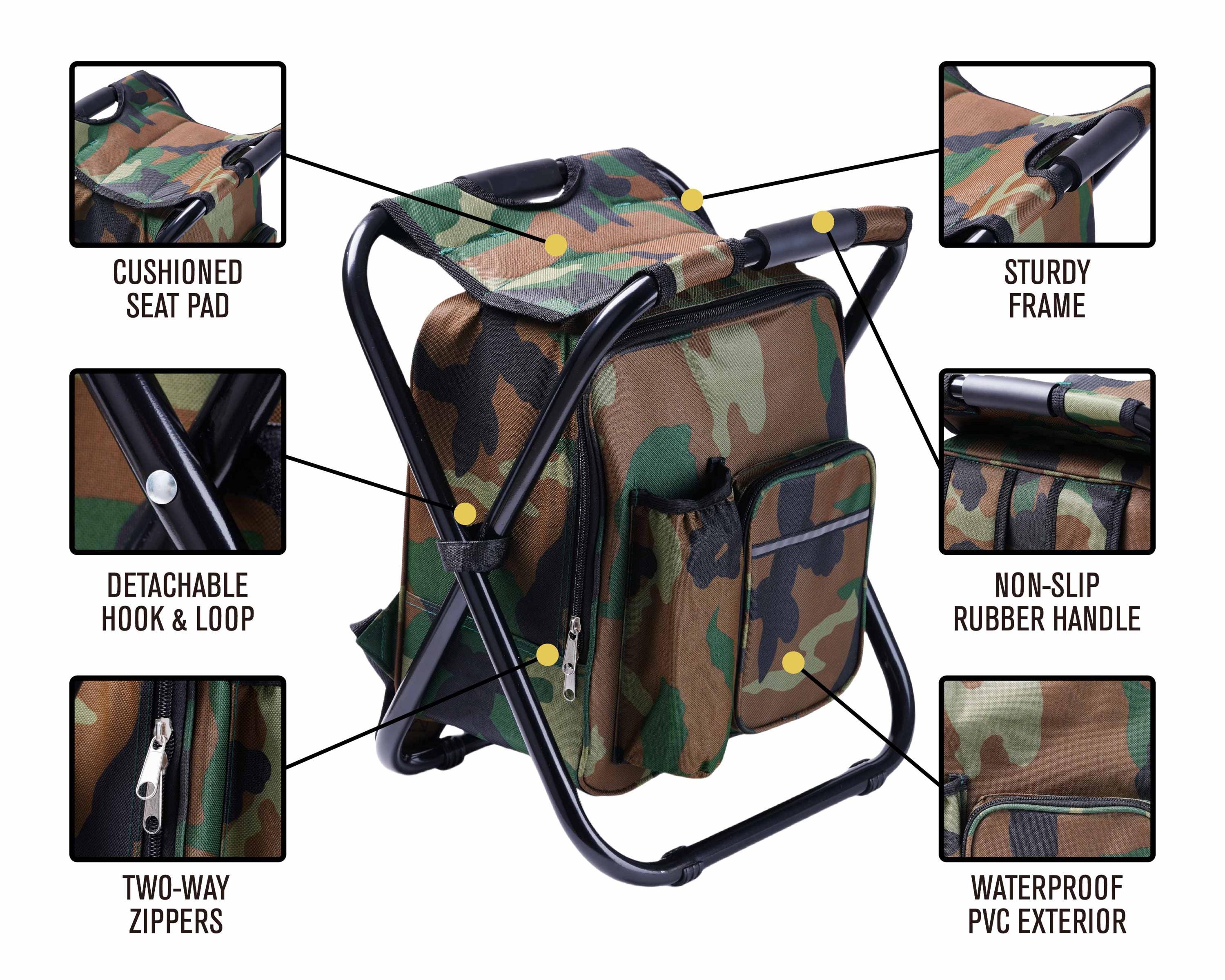 Personalized Cooler Chair Embroidery Backpack, Custom Outdoor Lovers Gifts, Fishing Gifts for Men, Portable Seat Mens Outdoor Gift