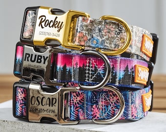 Personalized Dog Collar: Engraved Metal Buckle, Custom Name, Adjustable Pet Collar