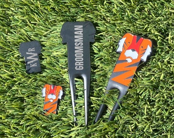 Custom Tiger Divot Tool Ball Market Set Christmas Gift | Groomsmen Golf Gift Golf Accessories | Personalized Gifts Golf Gifts for Men Funny