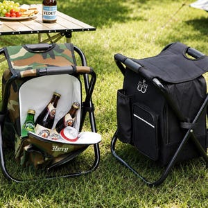 Angelausrüstung 2-teiliger personalisierter Kühler-Stuhl-Rucksack-Hocker mit gesticktem Camouflage-Hut [N] [W] Bild 10