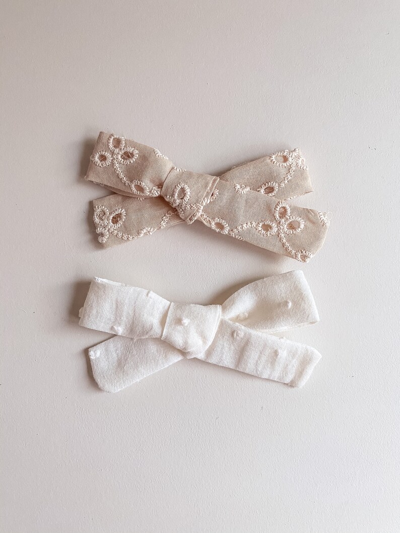 baby headband hair bobble Beige dainty hair bow set summer hair bows hair clip