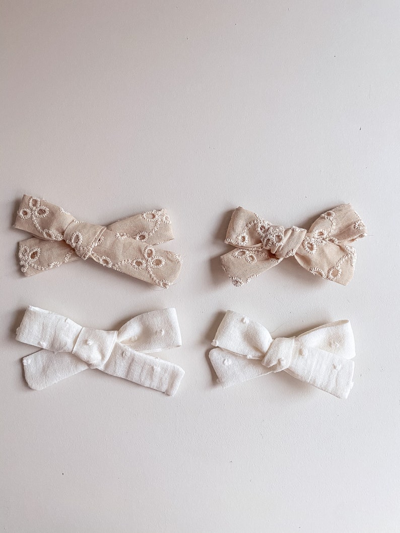 baby headband hair bobble Beige dainty hair bow set summer hair bows hair clip