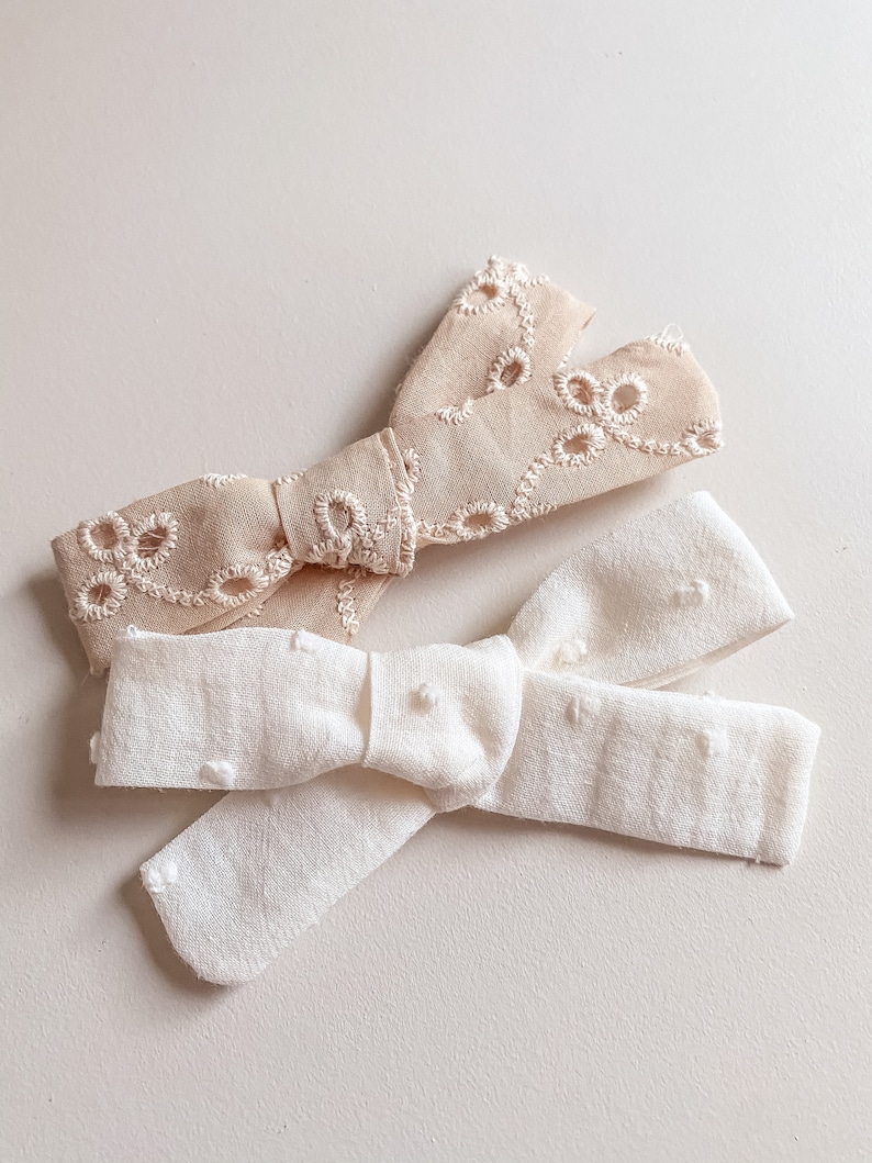 baby headband hair bobble Beige dainty hair bow set summer hair bows hair clip