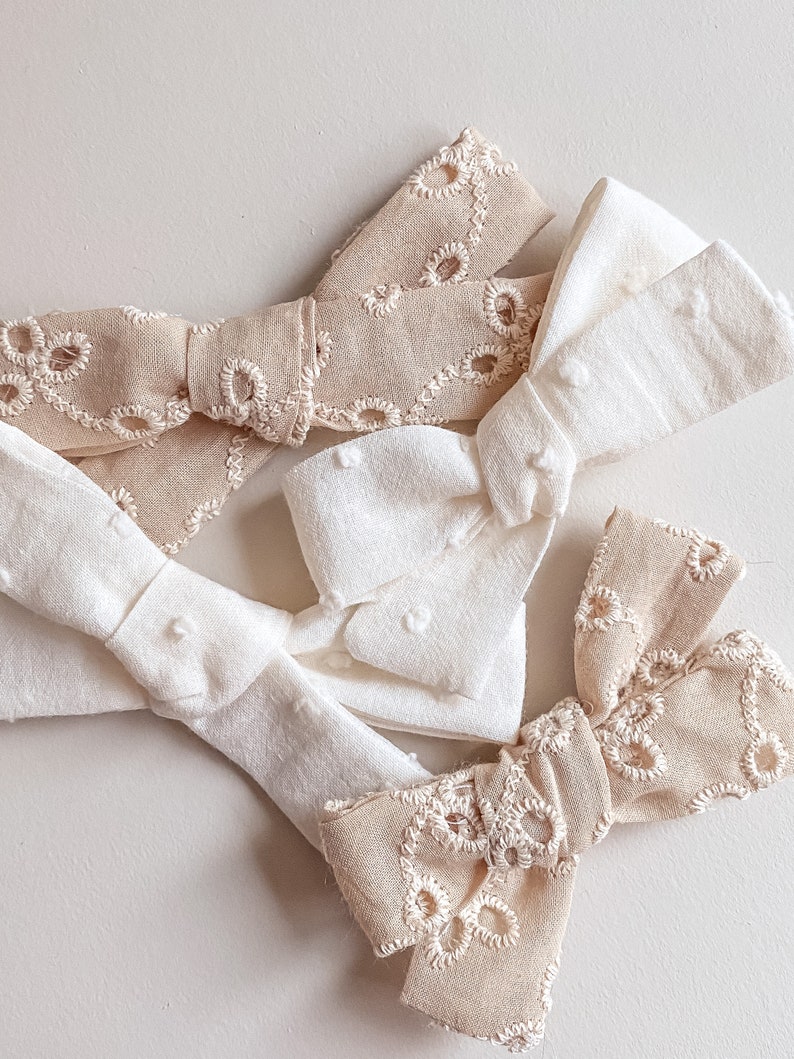 baby headband hair bobble Beige dainty hair bow set summer hair bows hair clip