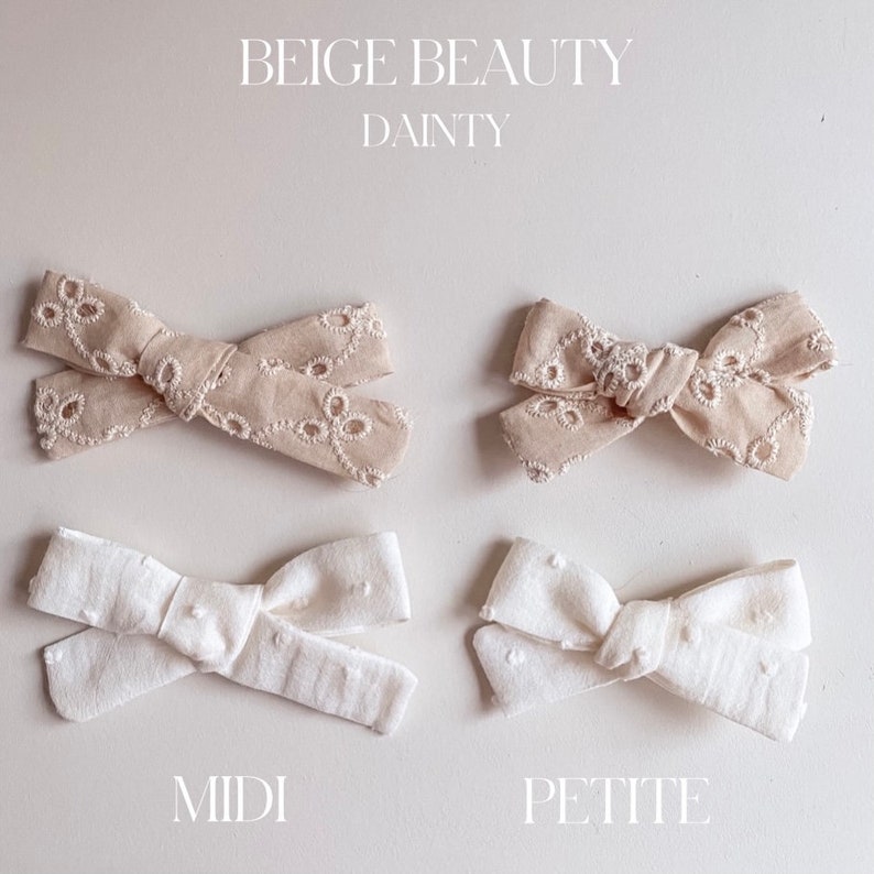 baby headband hair bobble Beige dainty hair bow set summer hair bows hair clip