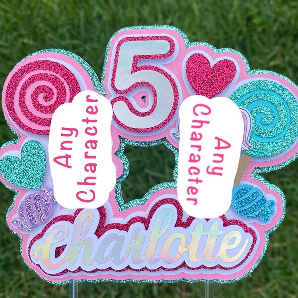 Custom cake topper, rainbow cake topper, candy cake topper, dolls cake topper, 3D cake topper, glitter cake topper, dolls rainbow