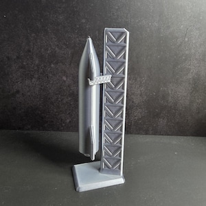 6in SpaceX Starship Rocket Model with Launch Tower - Silver