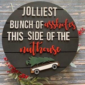 Jolliest bunch door hanger, national lampoon Christmas vacation, Christmas door hanger, Christmas present , Christmas decor