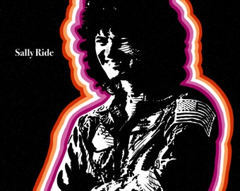 Sally Ride, LGBT, LGBTQIA, LGBT+, Pride, Pride Month, Gay Pride, print, art print, comic, illustration, handmade