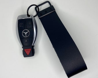 Handmade Black Leather Keychain For House Car Keys Gift For Men Fathers Day Key Loop Key Ring Key Fob Minimalist