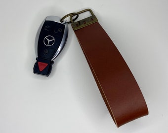 Handmade Dark Brown Chocolate Leather Keychain For House Car Keys Gift For Men Fathers Day Key Loop Key Ring Key Fob Minimalist
