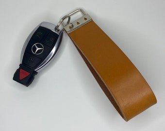 Handmade Oak Brown Leather Keychain For House Car Keys Gift For Men Fathers Day Key Loop Key Ring Key Fob