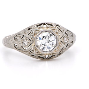 0.75ct Old European Cut Diamond in Art Deco Platinum & 18K Setting