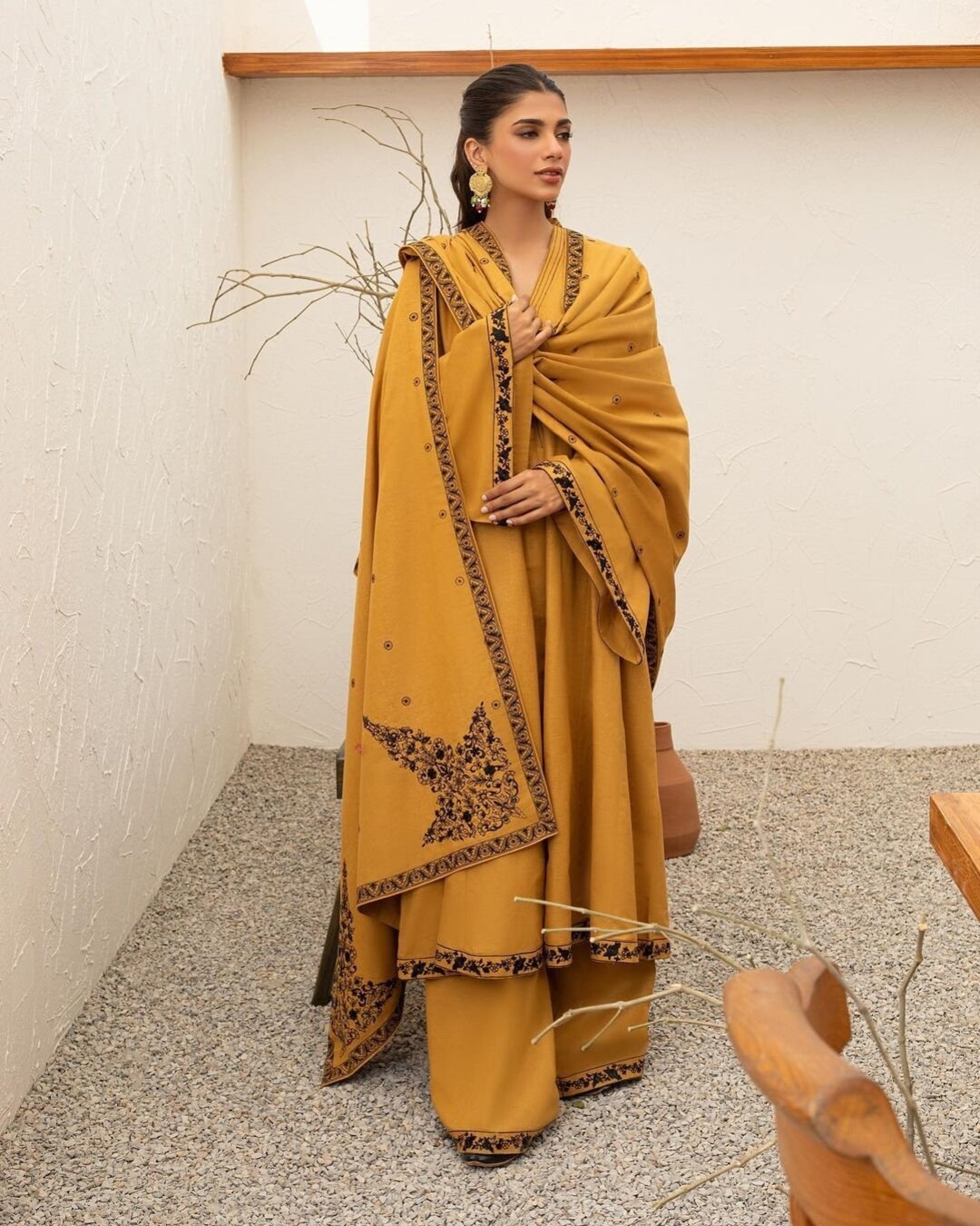 Ladies Unstitched Embroidered Karandi Suit by Marjjan - Winter