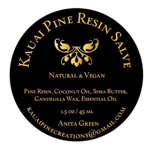 Kauai Pine Resin Salve | Helt naturligt hudlindrande balsam för torr hud, utslag och återfuktande | Handgjord örtsalva bild 3