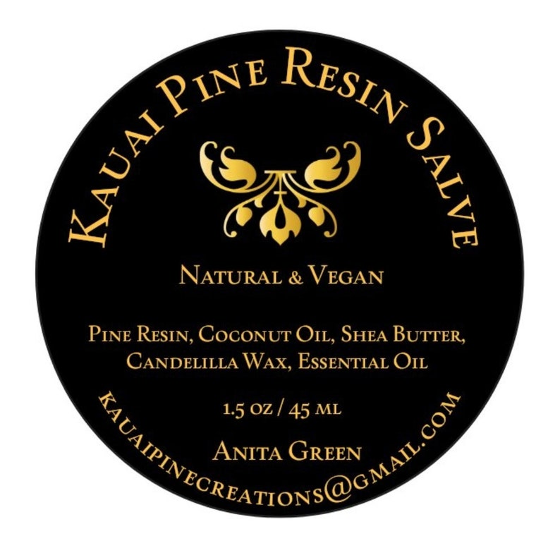 Kauai Pine Resin Salve | Helt naturligt hudlindrande balsam för torr hud, utslag och återfuktande | Handgjord örtsalva bild 3