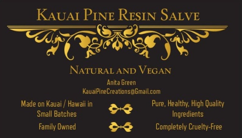 Kauai Pine Resin Salve | Helt naturligt hudlindrande balsam för torr hud, utslag och återfuktande | Handgjord örtsalva bild 4