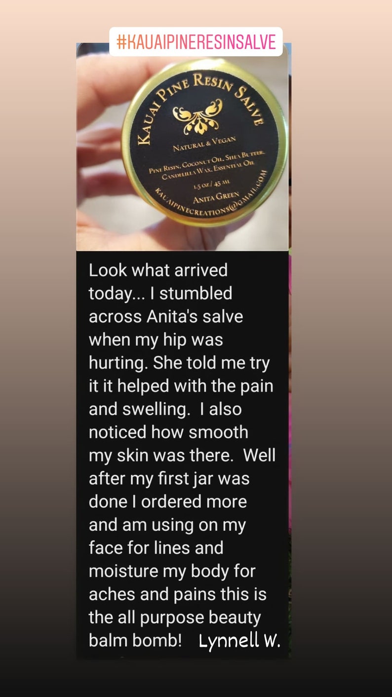 Kauai Pine Resin Salve | Helt naturligt hudlindrande balsam för torr hud, utslag och återfuktande | Handgjord örtsalva bild 7